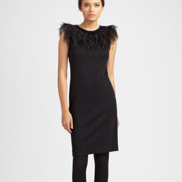 Tory Burch Dresses & Skirts - Tory Burch Ceres Black Ostrich Feather Dress M